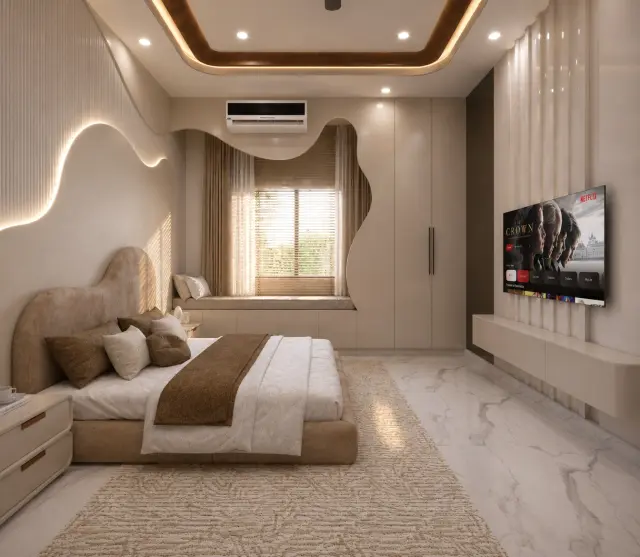 Master Bedroom, Modern style from Modern 3 BHK Flat Interior in Jodhpur in Jodhpur by Interior designer Sneha Soni