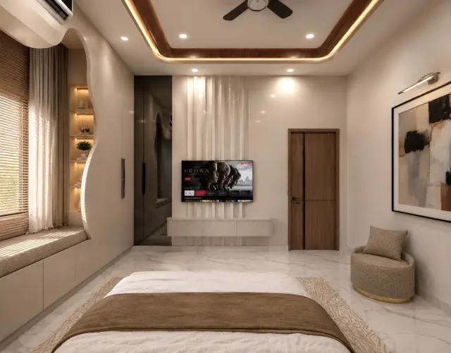 Master Bedroom, Modern style from Modern 3 BHK Flat Interior in Jodhpur in Jodhpur by Interior designer Sneha Soni