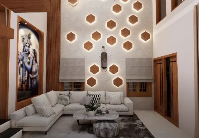 Living Room, Contemporary style from Contemporary Warm Minimalist Residential Interiors in Indore in Indore by Vinamr jain