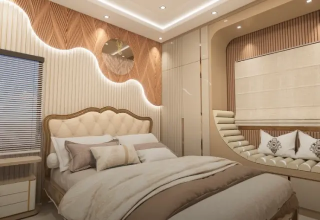 Bedroom, Contemporary style from Contemporary Warm Minimalist Residential Interiors in Indore in Indore by Vinamr jain