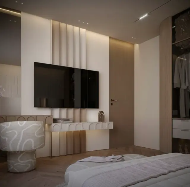 Master Bedroom, Contemporary style from Contemporary Warm Minimalist Residential Interiors in Indore in Indore by Vinamr jain