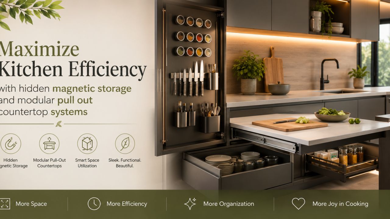 Smarter Kitchens: Hidden Magnetic Storage and Pull-Out Countertops